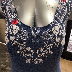 Connected Apparel faux denim/stitch fabric dress